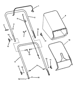 Handle And Bag Group Diagram and Parts List for 7800509-BT22675HW 2009 Briggs and Stratton Lawn Mower